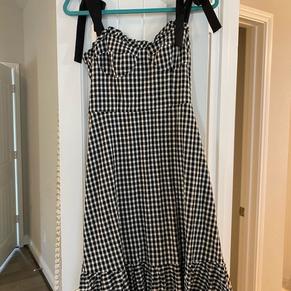 Black and White Gingham Midi Dress
